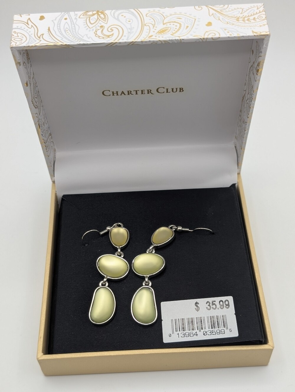 NWT CHARTER CLUB Green Luminescent Long Earrings